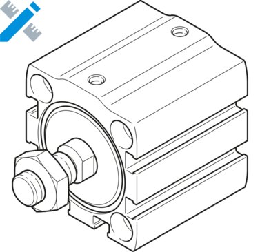 Compact cylinder, double-acting, with accessories