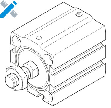 Compact cylinder, single-acting, with accessories