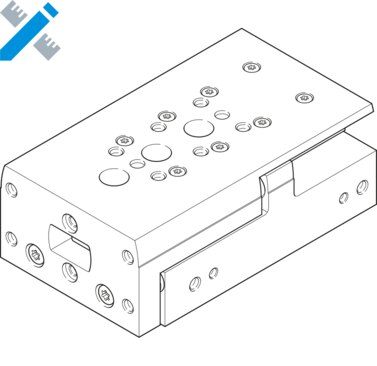 Mini slide with twin-piston drive, with accessories