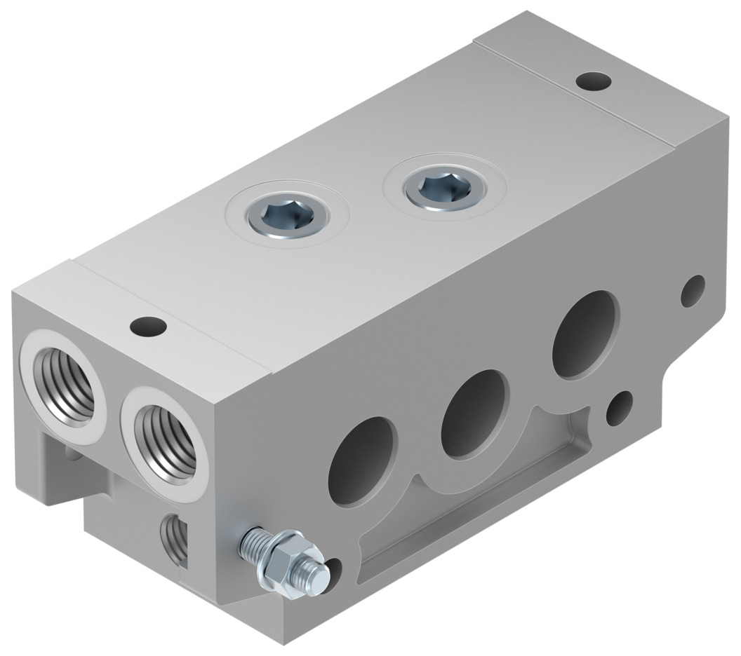 Manifold sub-base with angled connections