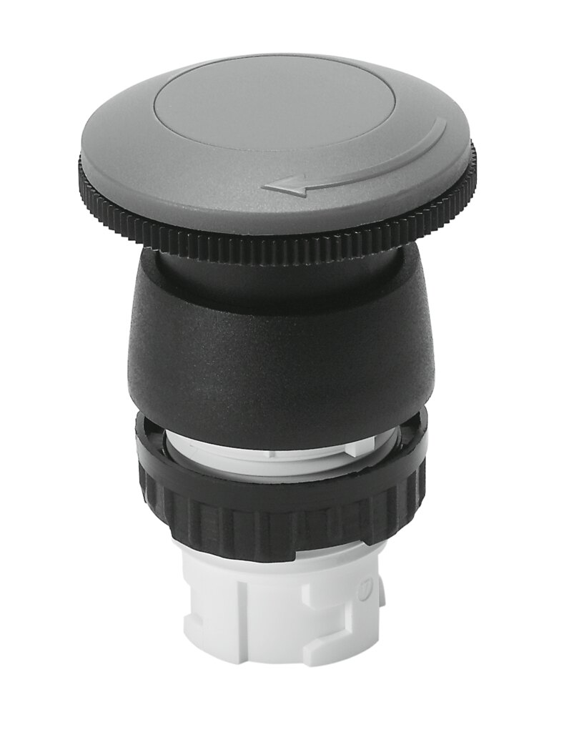 Mushroom pushbutton, detenting