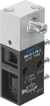 Valve with push-in connector, mechanically actuated