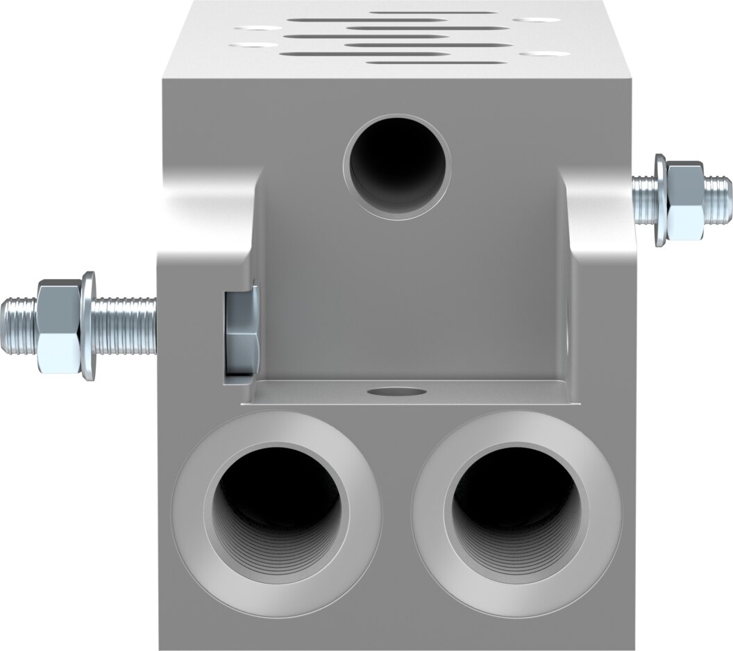 Manifold sub-base with angled connections