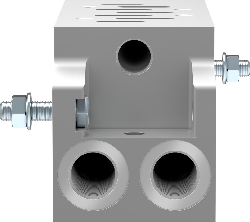 Manifold sub-base with angled connections