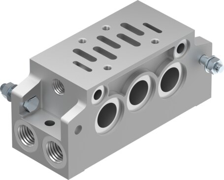 Manifold sub-base with angled connections