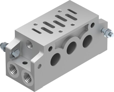 Manifold sub-base with angled connections