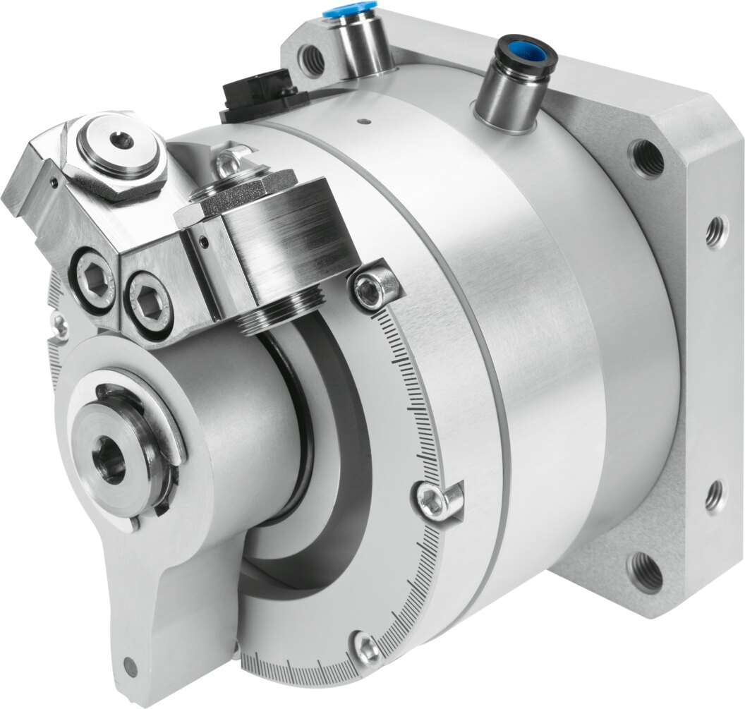 Semi-rotary drive with angular displacement encoder