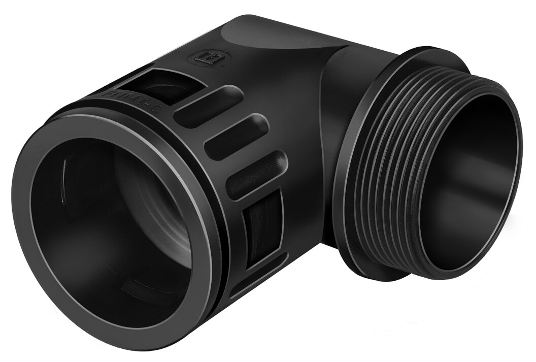 Elbow fitting for protective conduit
