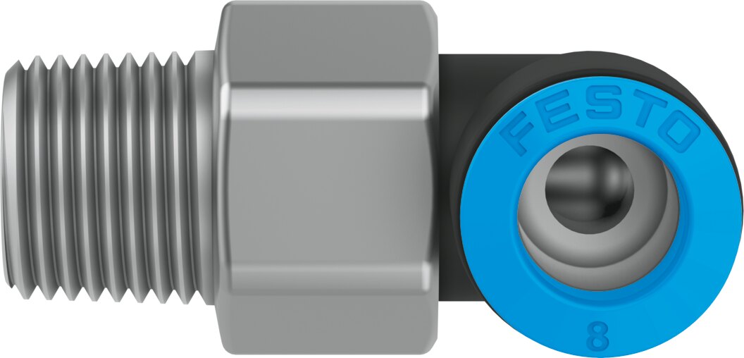 Push-in L-fitting, rotatable