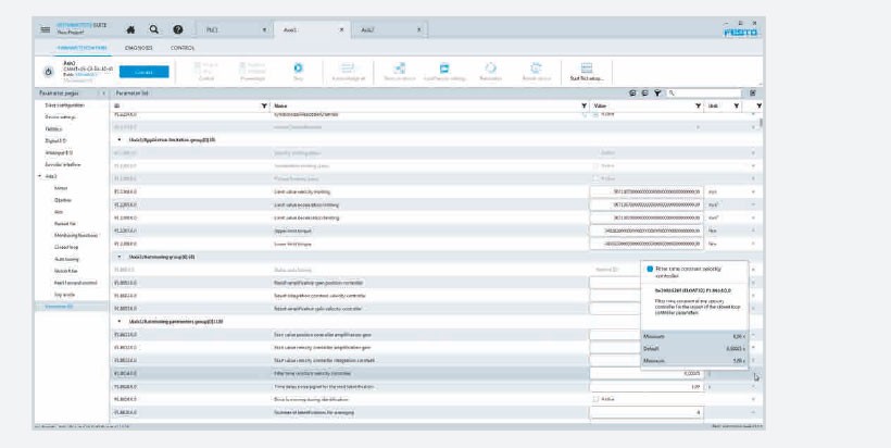 Festo Automation Suite system commissioning software: expert view