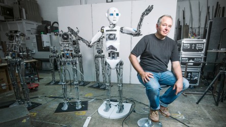 The humanoid robot RoboThespian moves using technology developed by Festo.