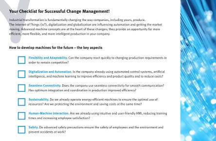 Screenshot of the industrial transformation check list