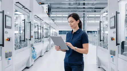 Engineer reviewing an automated production line to improve motion control efficiency and operating costs