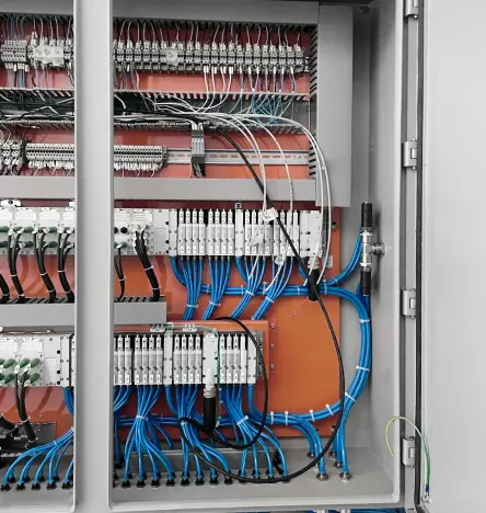 Close-up view of an EX-certified control cabinet with integrated automation components for hydrogen PSA applications.