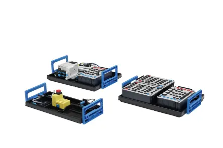 Modular TP 202 kits showing pneumatic components and connection panels.