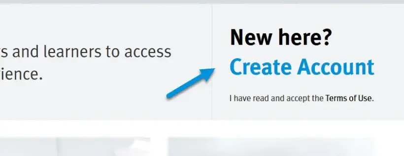 LX portal screen highlighting the ‘Create Account’ link