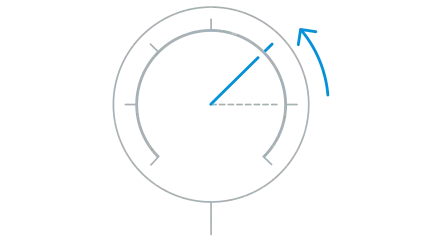 Pressure gauge indicating the reduction in actual pressure by 1 bar