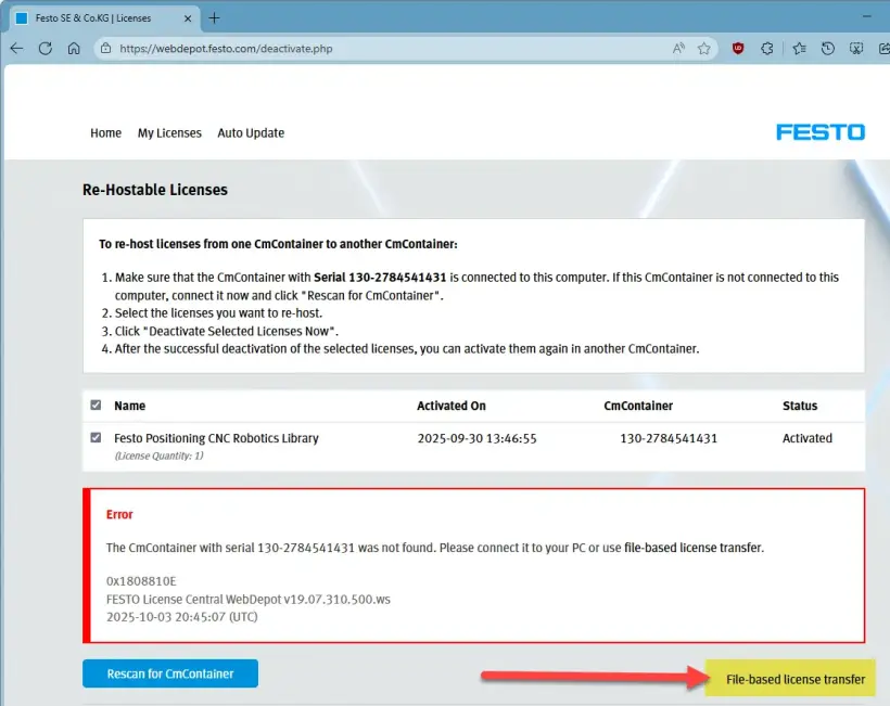 Festo WebDepot screen highlithing 